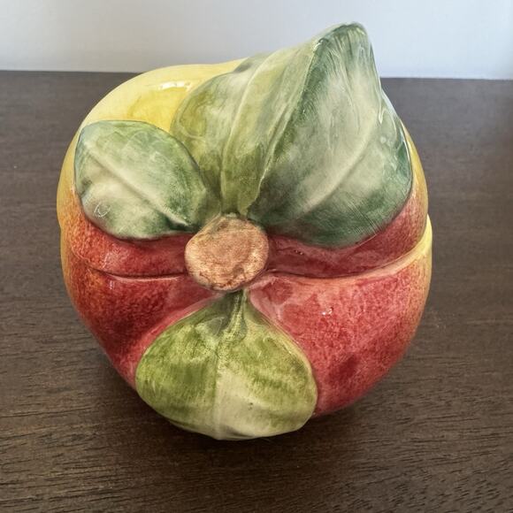 Vietri Apple Trinket Box Covered Dish w/ Lid Made In Italy Hand Painted Numbered - Picture 11 of 16
